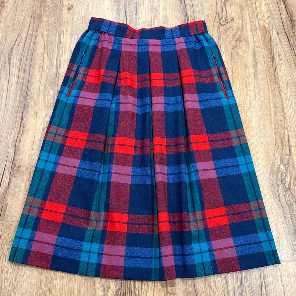 Pendleton Red and Blue Plaid Midi Skirt